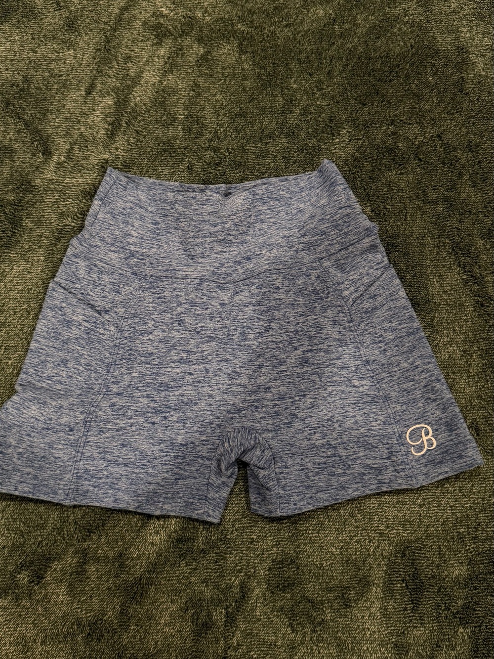 Bombshell Sportswear Heather Blue Bike Shorts with Monogram B